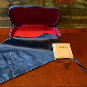 Gucci Blue and Red Case with Cloth